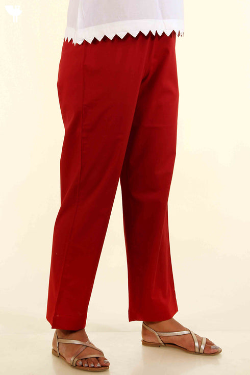Cambric Cotton Pants in Sangria Red